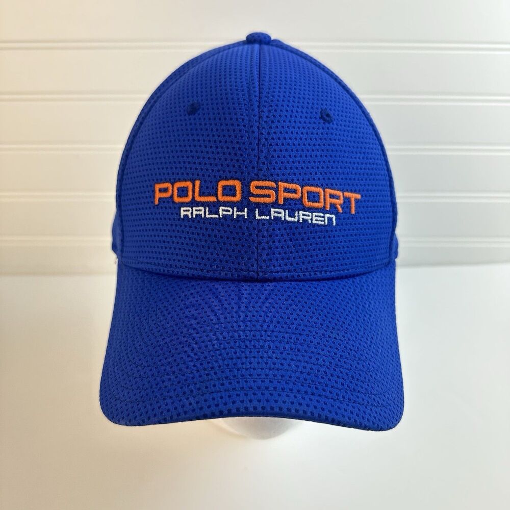 Polo Sport Ralph Lauren Hat Cap Fitted Men's M/L Blue Mesh Baseball Performance
